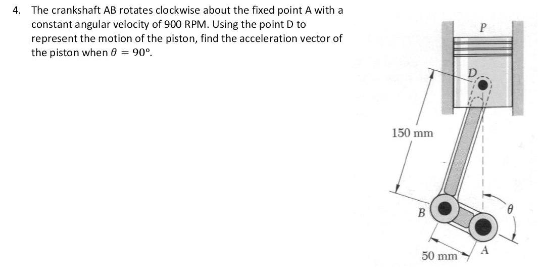 Solved 4. The crankshaft AB rotates clockwise about the