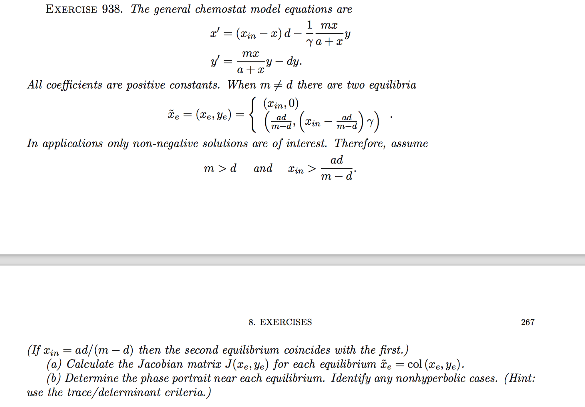 The general chemostat model equations are x' = (x_in | Chegg.com