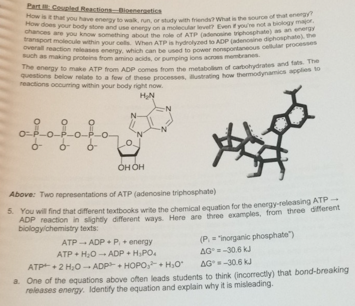 Solved Part IlIl Coupled ReactionsBioenergetics How is it