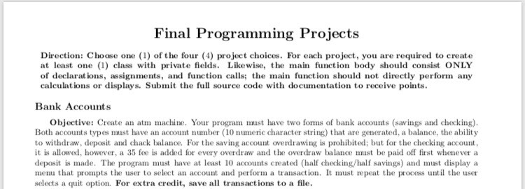 Solved C++ Program creating an ATM Machine C++ language | Chegg.com
