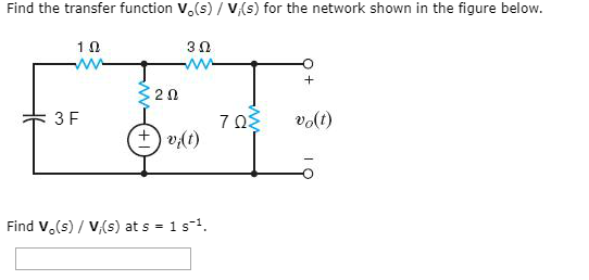 Solved Find the transfer function Vo (s) / V(s) for the | Chegg.com