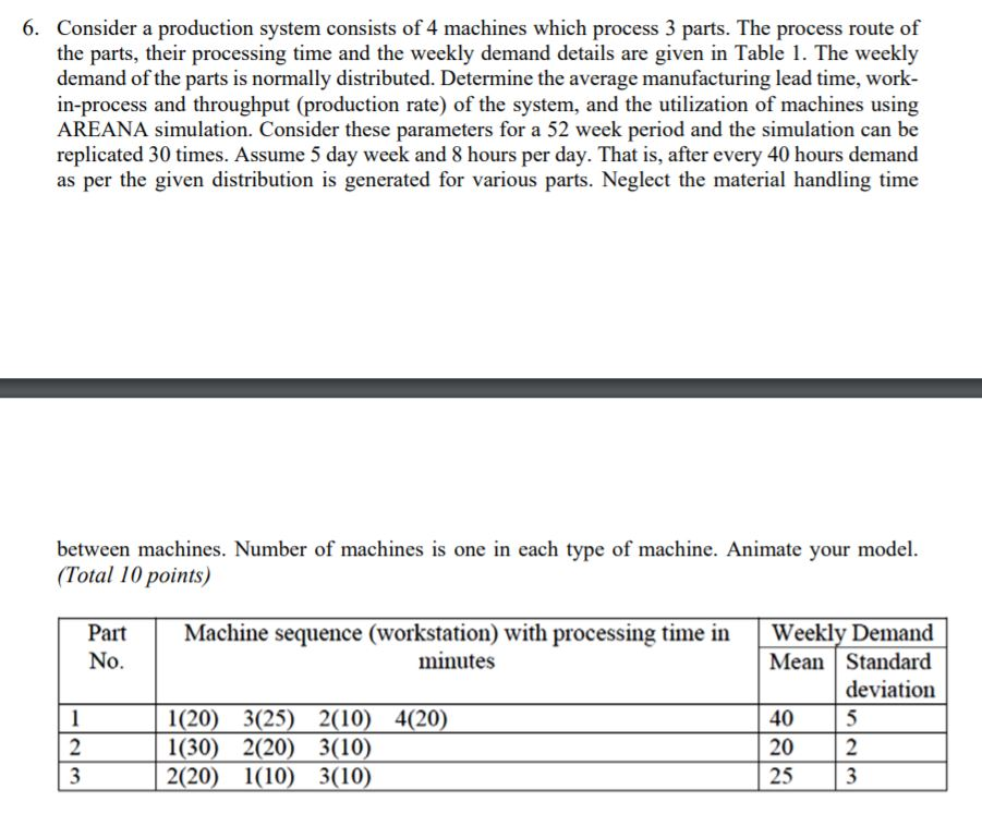 6. Consider a production system consists of 4 | Chegg.com