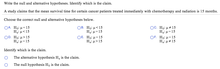 develop null and alternative hypothesis