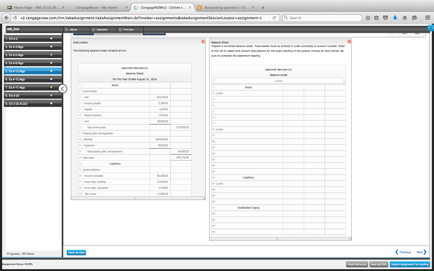 Solved The Following Balance Sheet Contains Errors Prepa 5390