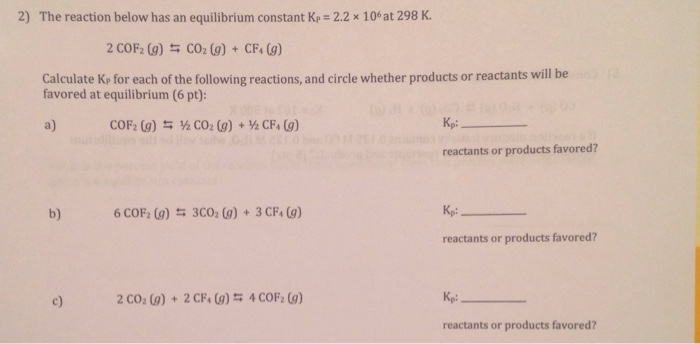 Solved The reaction below has an equilibrium constant Kp = | Chegg.com