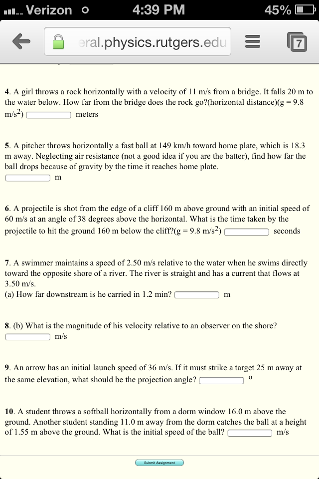 A Girl Throws A Rock Horizontally With A Speed Of 12 M S From A Bridge