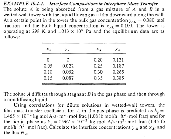 Solved Interface Concentrations and Overall Mass Transfer | Chegg.com