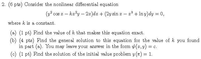 Solved Consider The Nonlinear Differential Equation Y2 Cos