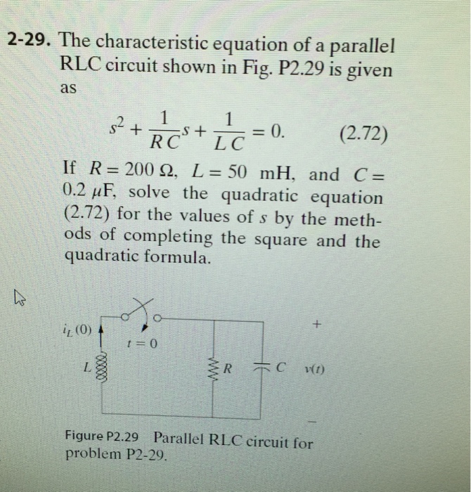 Solved The characteristic equation of a parallel RLC circuit | Chegg.com