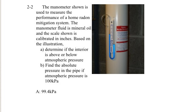 2-2 The manometer shown isused to measure | Chegg.com