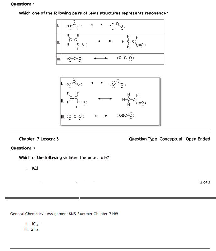 Solved Which one of the following pairs of Lewis structures | Chegg.com