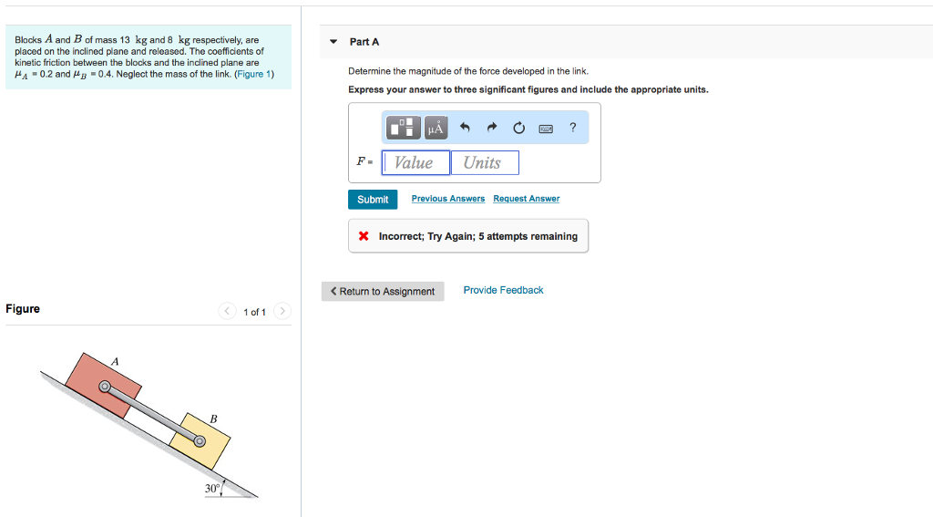 Solved Blocks A And B Of Mass 13 Kg And 8 Kg Respectively, | Chegg.com