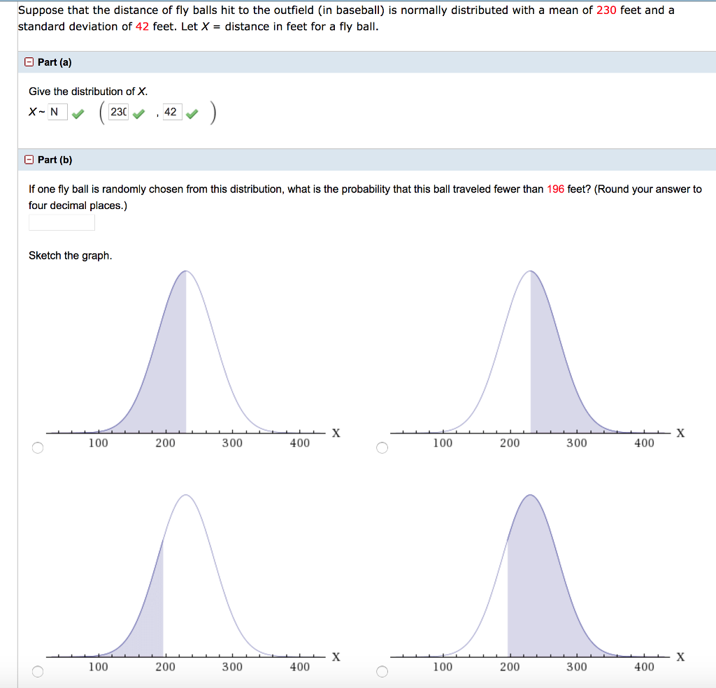 Solved Suppose that the distance of fly balls hit to the