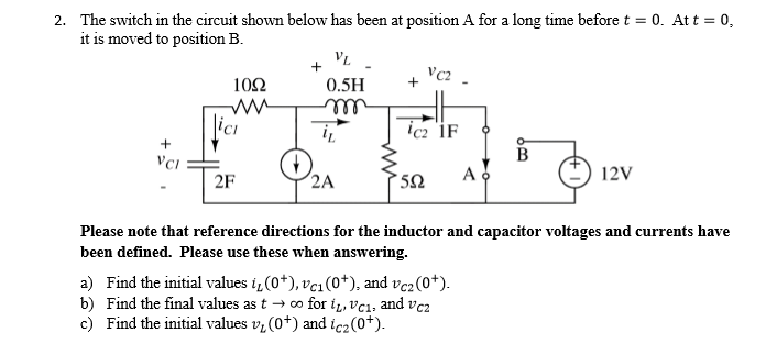 Solved The switch in the circuit shown below has been at | Chegg.com