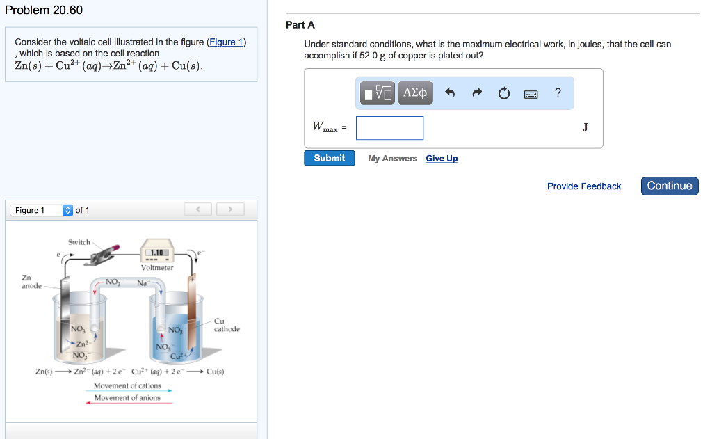 Solved Problem 20.60 Part A Consider the voltaic cell | Chegg.com