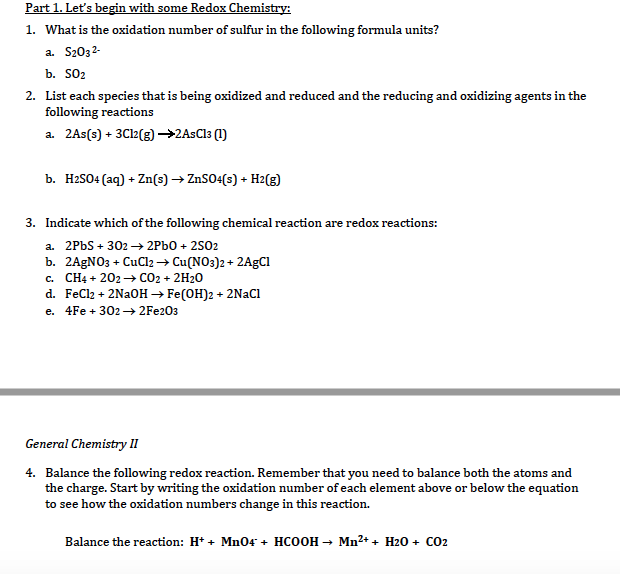 Solved What is the oxidation number of sulfur in the | Chegg.com