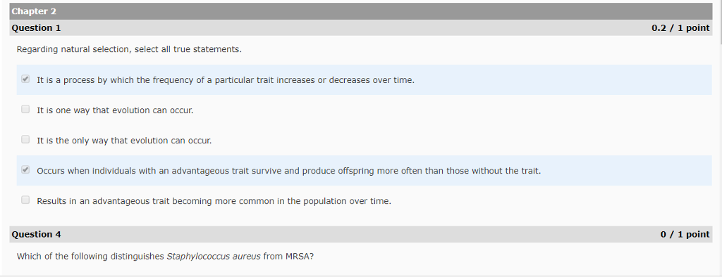 Which Of The Following Statements About Natural Selection Is True Solved Chapter 2 Question 1 0.2/ 1 point Regarding natural | Chegg.com