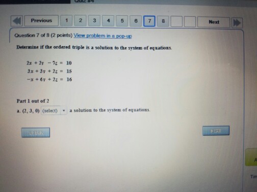 Solved Previous 1 2 3 4 5 7 8 Question 5 of 8 (2 points) | Chegg.com