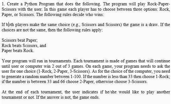 Solved 1. Create a Python Program that does the following. | Chegg.com