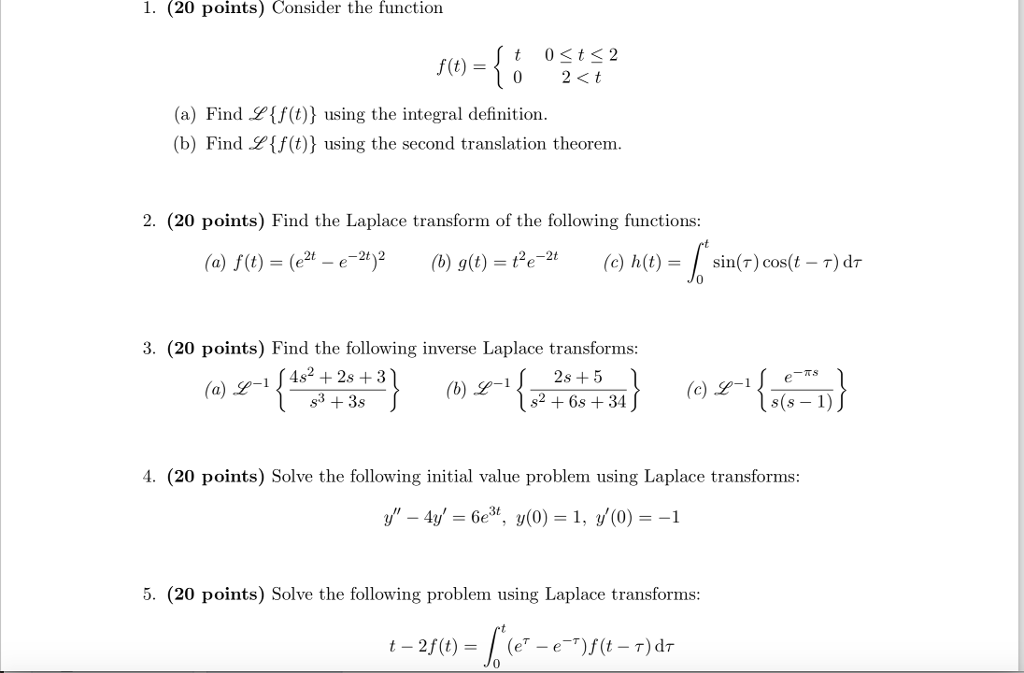 Solved 1. (20 points) Consider the function f(t) = 0 2 | Chegg.com