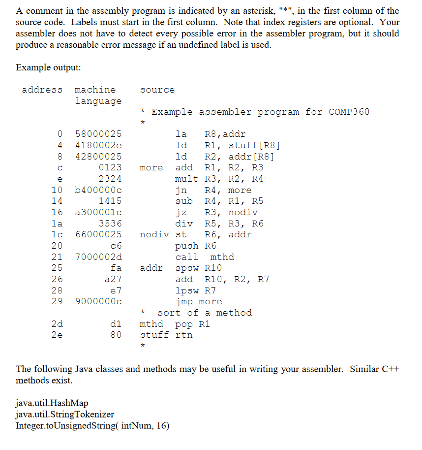 Solved Write an assembler that reads the source code of an | Chegg.com