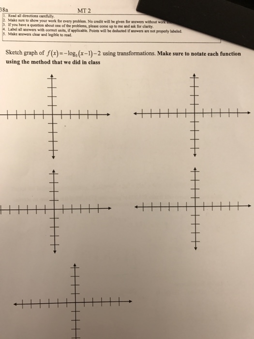 Solved Read all directions carefully Make sure to show your | Chegg.com