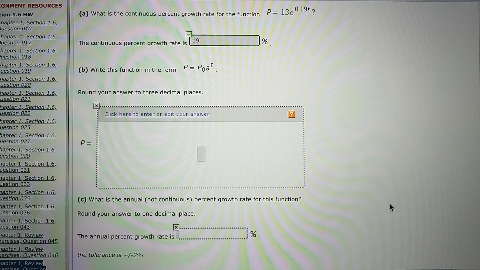 Solved a What Is The Continuous Percent Growth Rate For Chegg