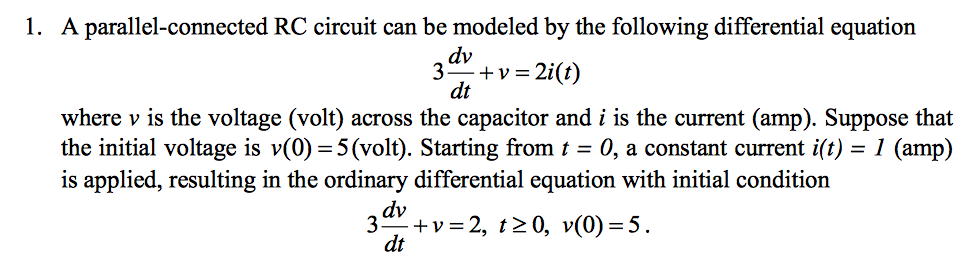 Solved 1. A parallel-connected RC circuit can be modeled by | Chegg.com