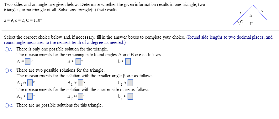 Solved Two sides and an angle are given below. Determine | Chegg.com