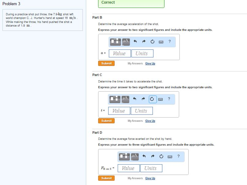 Solved During a practice shot put throw, the 7.9kg shot
