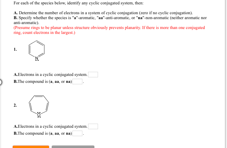 Solved For each of the species below, identify any cyclic | Chegg.com