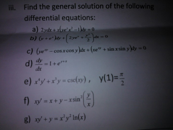 Solved Find The General Solution Of The Following Chegg Com