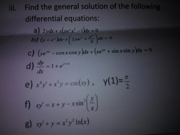 Find The General Solution Of The Following Chegg Com