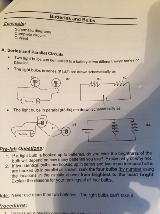 Solved Batteries and Bulbs Concepts Schematic Complete