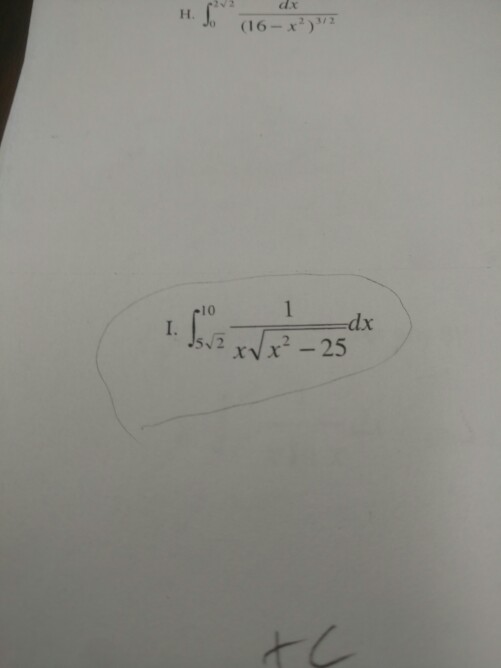 integral of square root 16 x 2