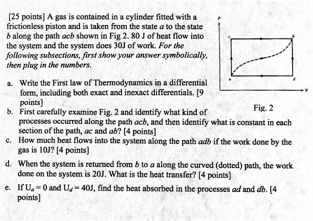 Solved [25 points] A gas is contained in a cylinder fitted | Chegg.com