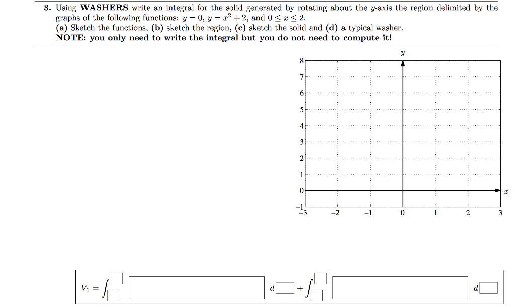 Solved 3. Using WASHERS write an integral for the solid | Chegg.com