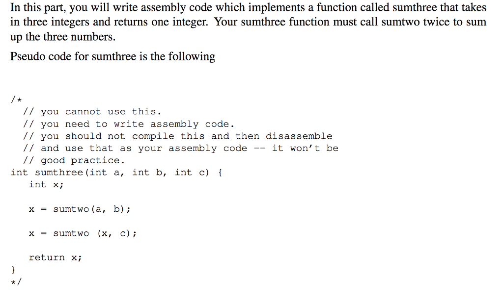 Solved In This Part, You Wil Write Assembly Code Which | Chegg.com