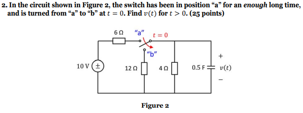 Solved 2. In The Circuit Shown In Figure 2, The Switch Has | Chegg.com