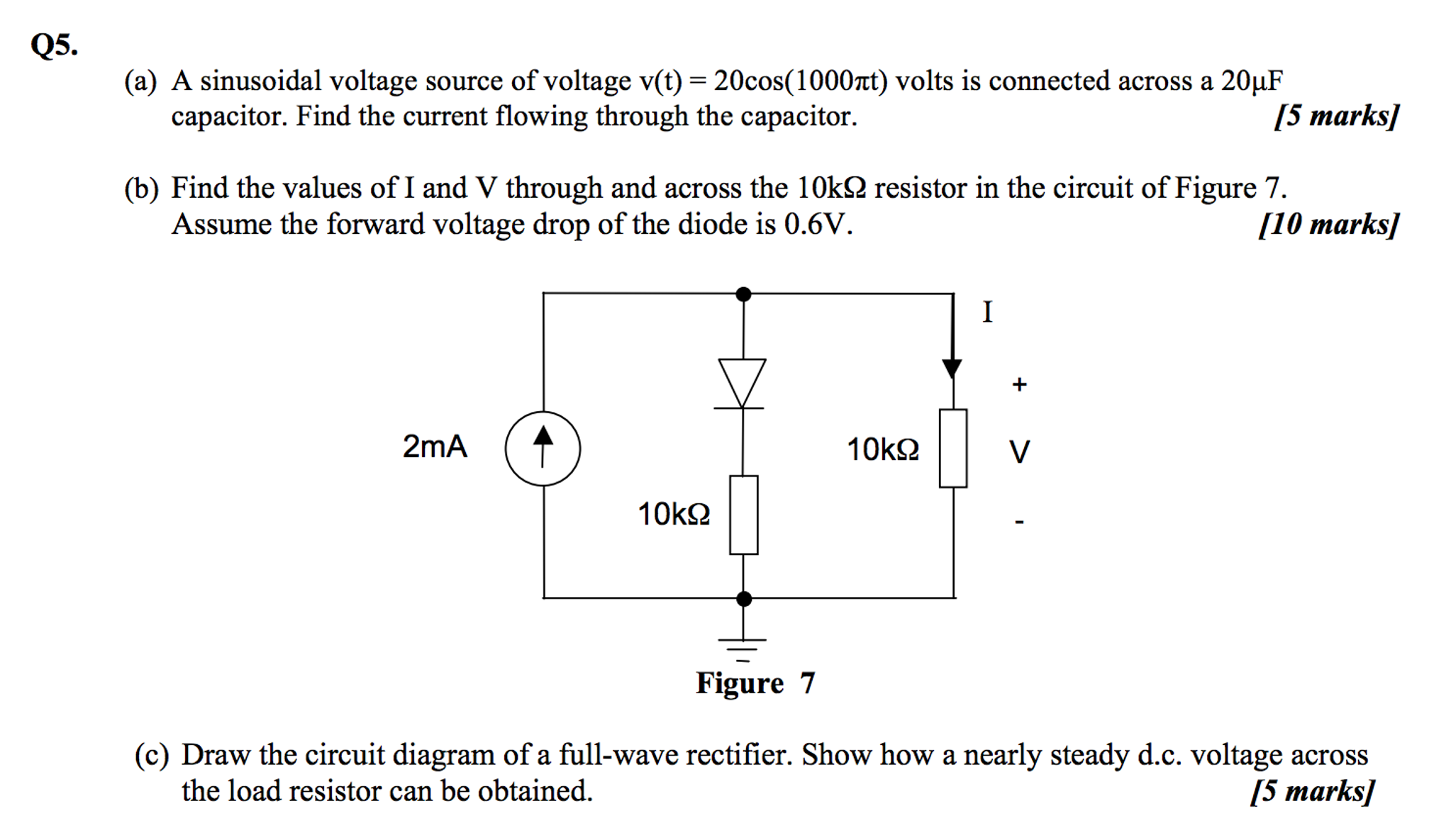 Solved A sinusoidal voltage source of voltage v(t) =