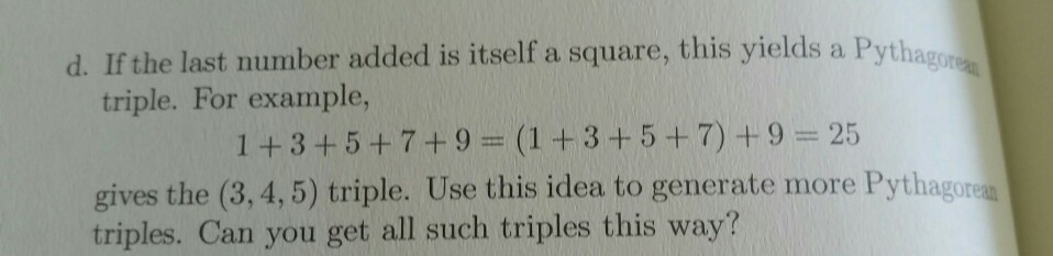 Solved D If The Last Number Added Is Itself A Square This Chegg