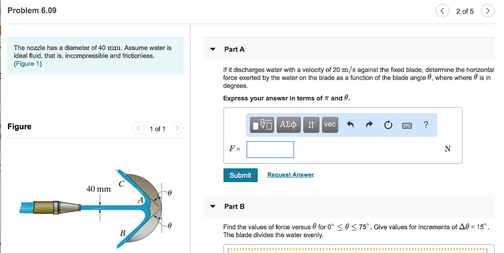 Solved Problem 6.09 2015 〉 The nozzle has a diameter of 40 | Chegg.com