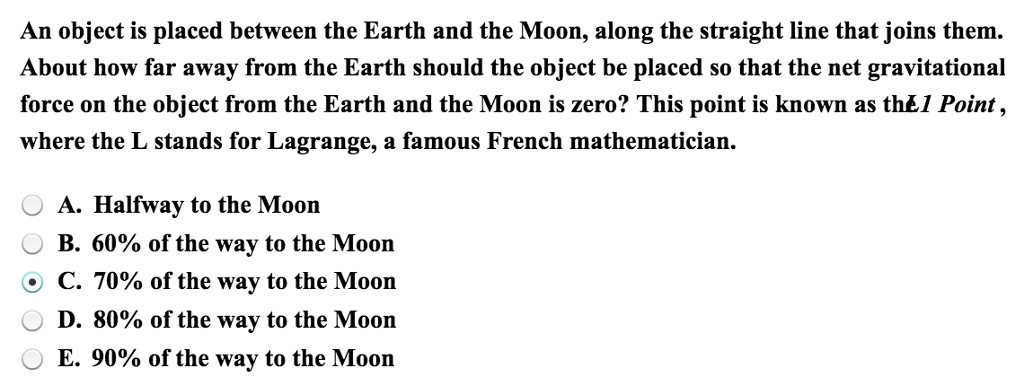 Solved An object is placed between the Earth and the Moon, | Chegg.com