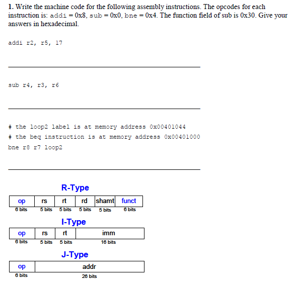 write-the-machine-code-for-the-following-assembly-chegg