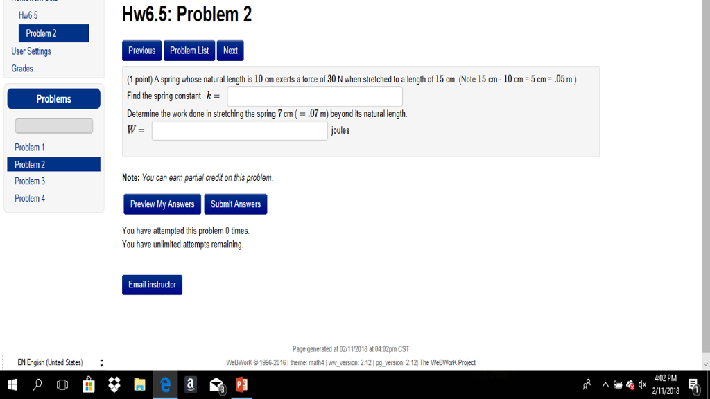 Solved Hw6.5: Problem 2 Hw6.5 Problem 2 User Settings Grades | Chegg.com