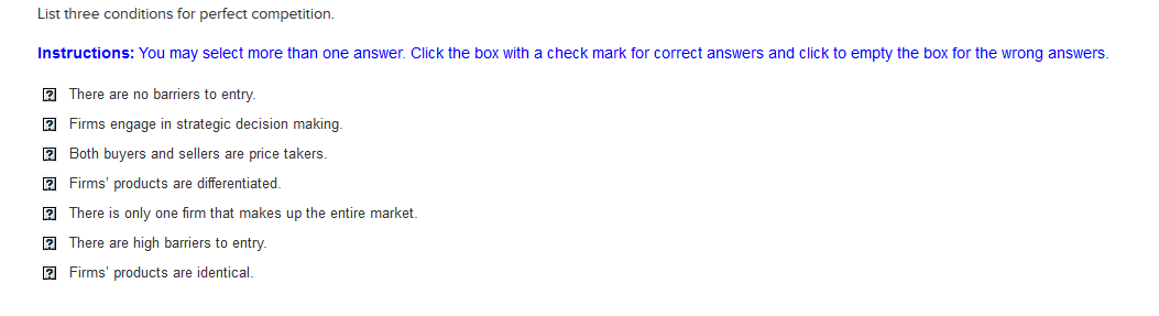Solved List three conditions for perfect competition.  Chegg.com