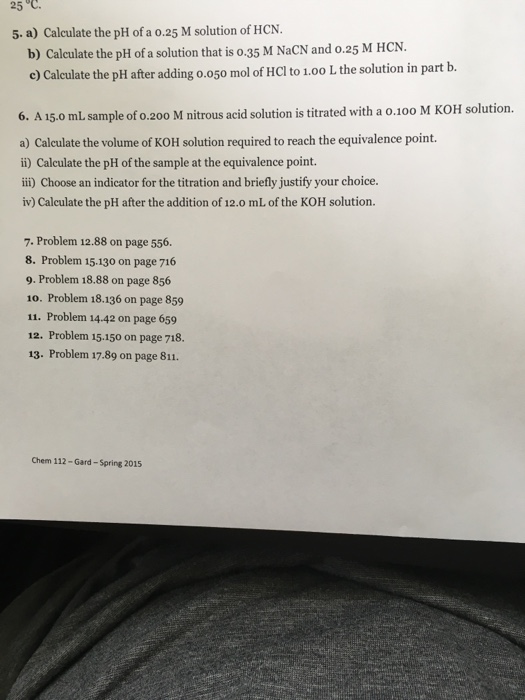 the ph of a 0.10 m hcn solution is 5.15