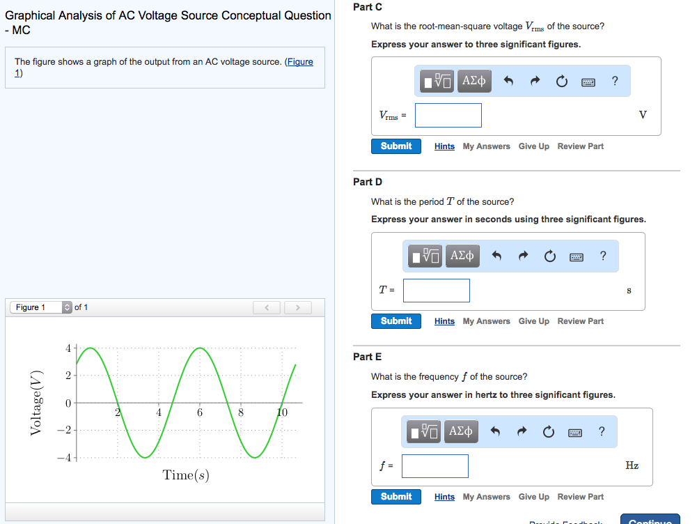 Solved A graph of the output from an AC voltage source. | Chegg.com