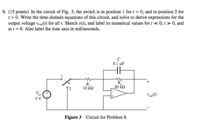 Solved In the circuit of Fig. 3, the switch is in position 1 | Chegg.com