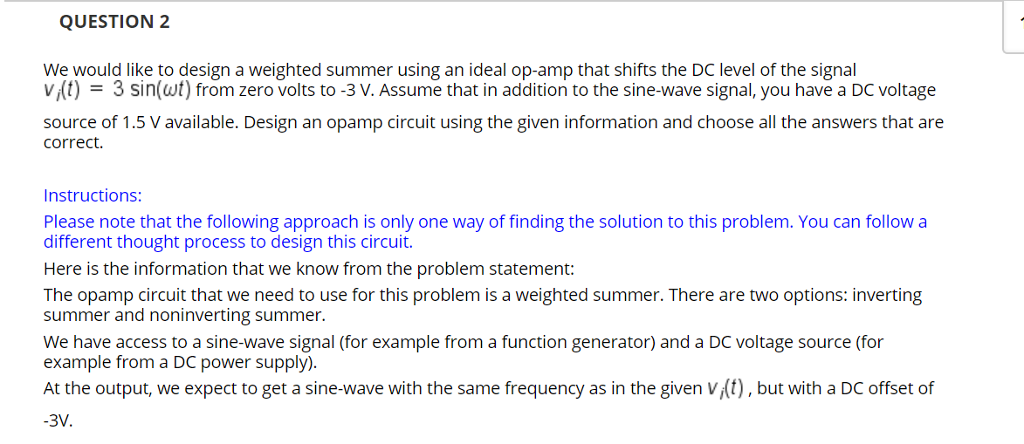 Solved Question 2 We Would Like To Design A Weighted Summer 